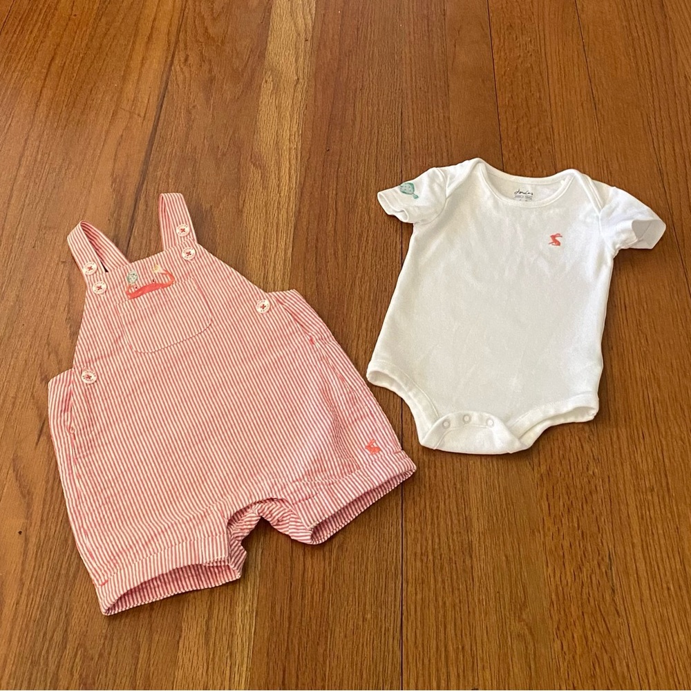 Joules Little Explorers Collection Crab Appliqué Overalls Baby Set